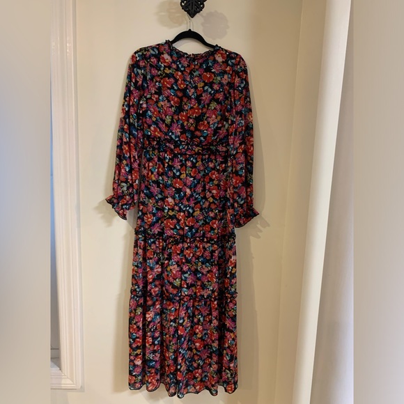 Black Pink Floral Sheer Dress - Picture 5 of 6